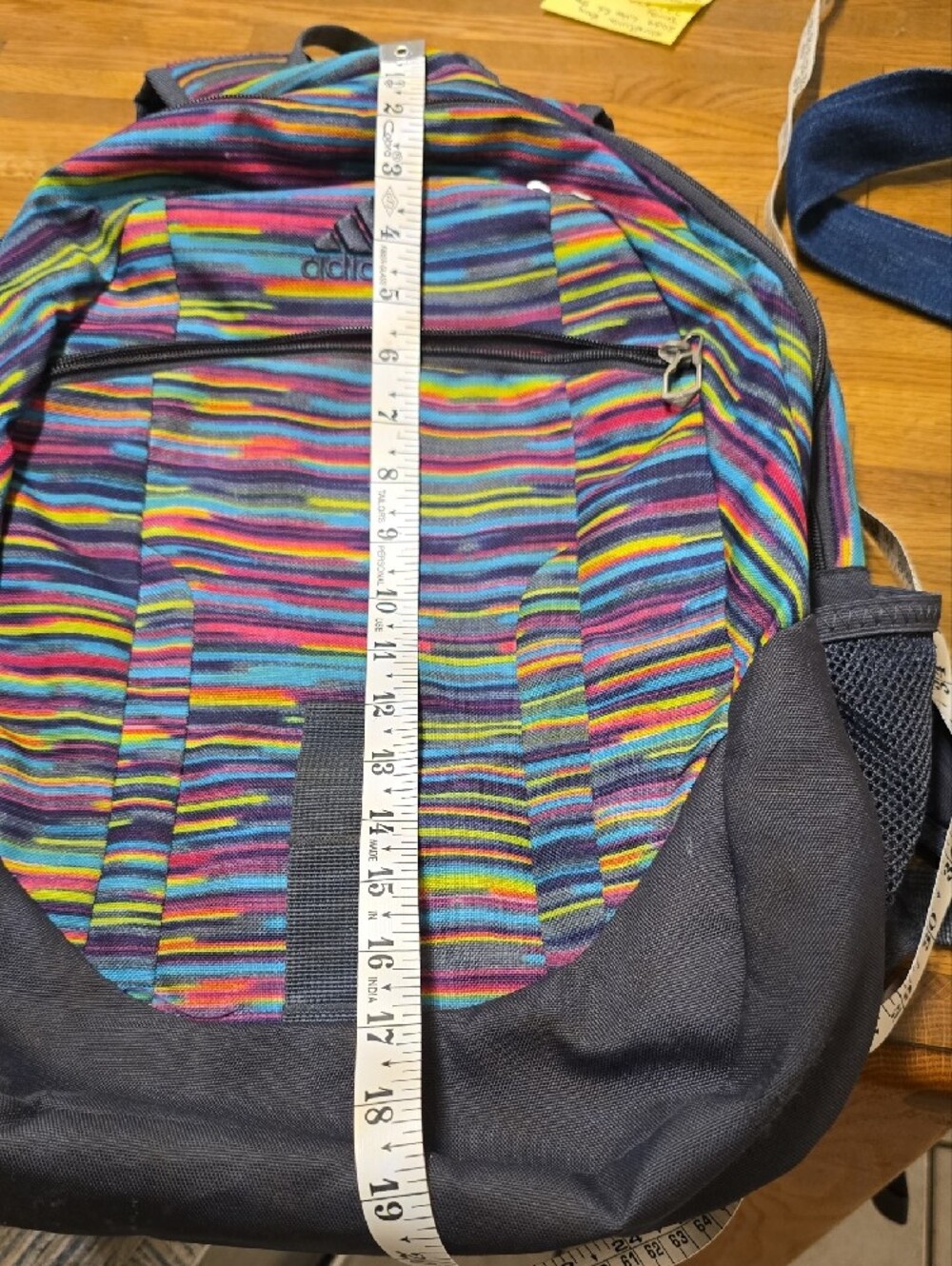 adidas Multicolor Striped Backpack with Black Base - Picture 9 of 10